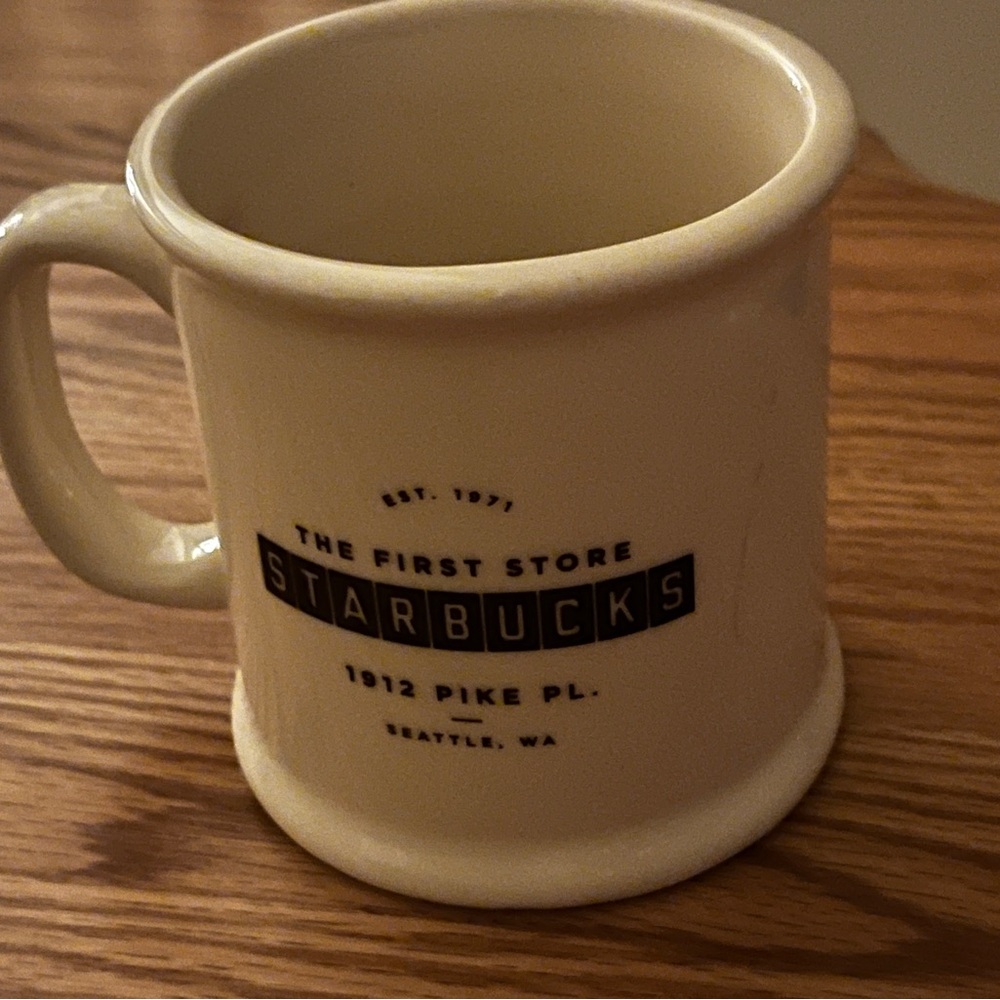 Starbucks Pike Place Ceramic Cream Coffee mug with Black Text - Picture 2 of 4
